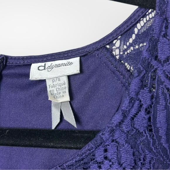 Dynamite Purple Lace 1/2 Sleeve Dress P/S - Picture 5 of 6